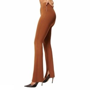 Good American Straight Leg Work Pants in Brown